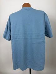 Vintage 90s Blank Shirt XL Oversize Minimal Slate Blue Midweight Cotton Route 66