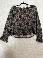 Victor Costa Black Lace Size L Long Sleeve Dress Shirt