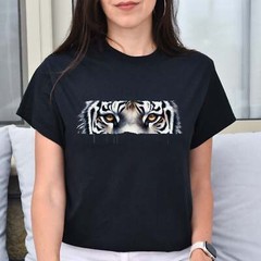 White Tiger Eyes Unisex T-shirt Black Navy Dark Heather