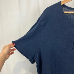 THE NORMAL BRAND Size 2XL XXL Henley Short Sleeve Top Slub Cotton Knit Navy Blue