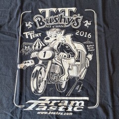 Bushy’s 2016 Isle Of Man TT Motorcycle Racing T Shirt Size Large motor bike