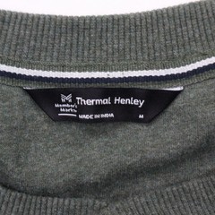 Members Mark Thermal Henley Shirt Mens Medium Green Pullover Dexter