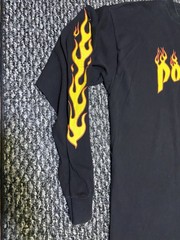 Rare Vintage PornStar Long Sleeve Shirt Flames Skater No Tag Stains See Pics
