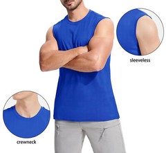 Mens Casual Workout Tank Gym Cotton Sleeveless Quick Dry Swim Sport Muscle Shirt
