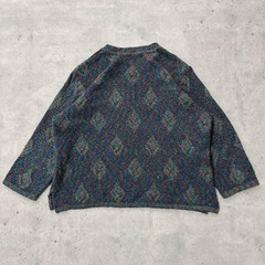 One-of-a-kind all-oer pattern retro knit sweater mix color short length thin