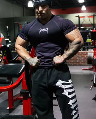 “YNGLA BLK” Tight Gym Tee | Old School Graphic T-Shirt | Cotton, Mens, Lifting