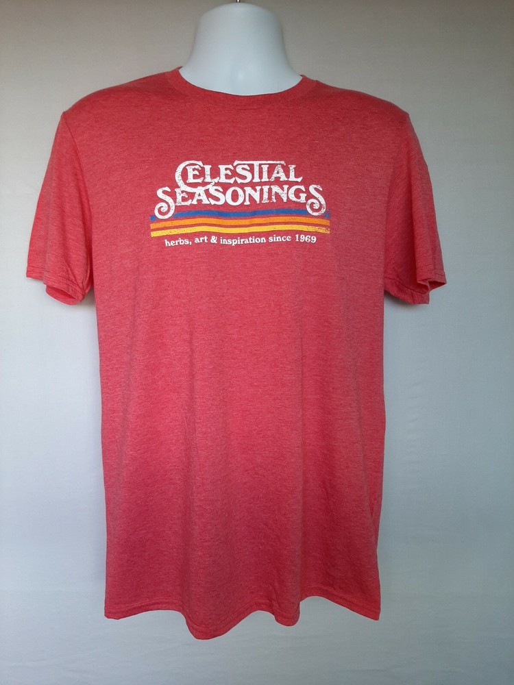 CELESTIAL SEASONINGS TEA “Retro Style” Red Stripe T-Shirt, New with Tags