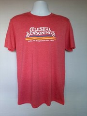 CELESTIAL SEASONINGS TEA “Retro Style” Red Stripe T-Shirt, New with Tags