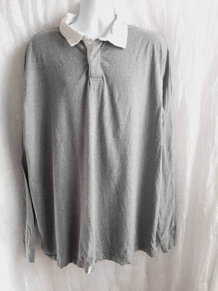 John Ashford mens gray rugby style sz 2XB shirt