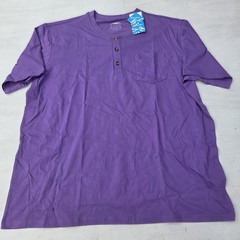 MAGCOMSEN Men’s 2XL T Shirt Henley Short Sleeve Pocket Tee Purple EUC