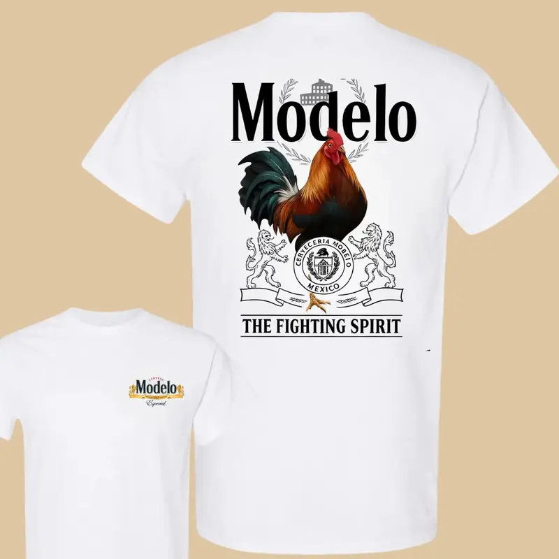 Modelo Fighting Spirit Rooster T-Shirt – Colorful Rooster With Crest And Mexican