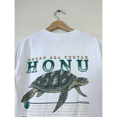 Vintage 90’s Travel Hawaii Green Sea Turtle Graphic Art White Tee Shirt – S