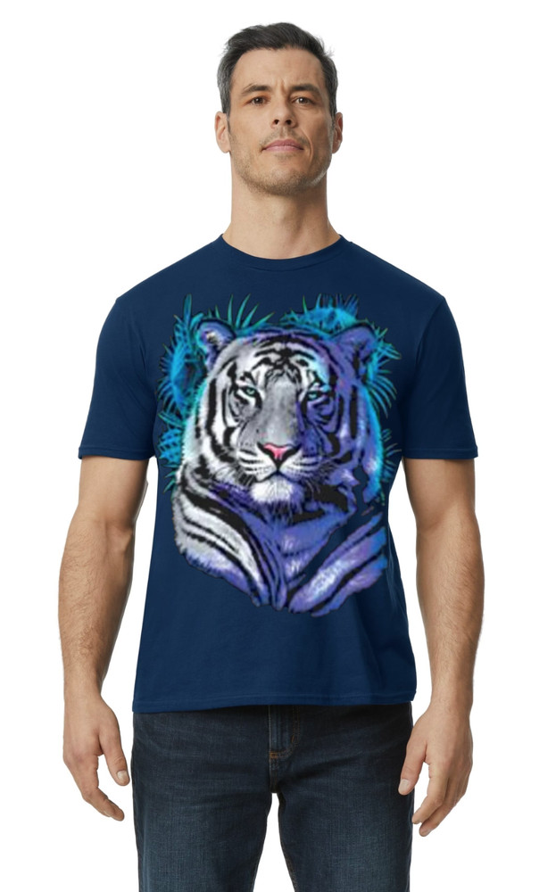 White Tiger Lover Zoo Animal Tiger blue T-Shirt Unisex Tiger Graphic Shirt Gift