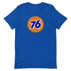 76 Oil Vintage Style Gas Graphic Tee Royal Heather Short-Sleeve Unisex T-Shirt