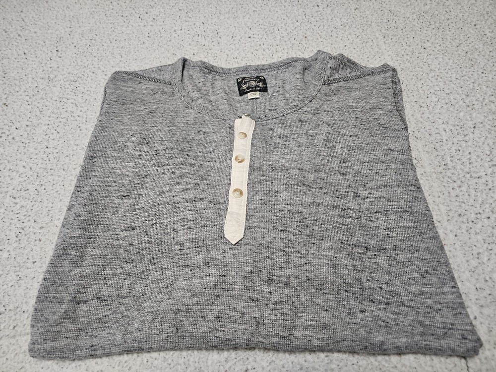 Diesel Industry Henley Stitched Nobel Gray Woven Long Sleeve Shirt SZ Large