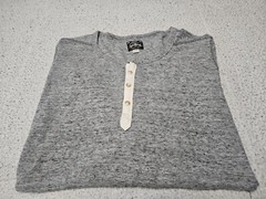 Diesel Industry Henley Stitched Nobel Gray Woven Long Sleeve Shirt SZ Large