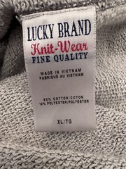Lucky Brand Henley XL Gray Mock Neck Pullover Long Sleeve Cotton Pockets EUC
