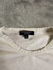 Burberry London T-Shirt Mens Large White Cotton Asymmetrical Checkered Graphic L