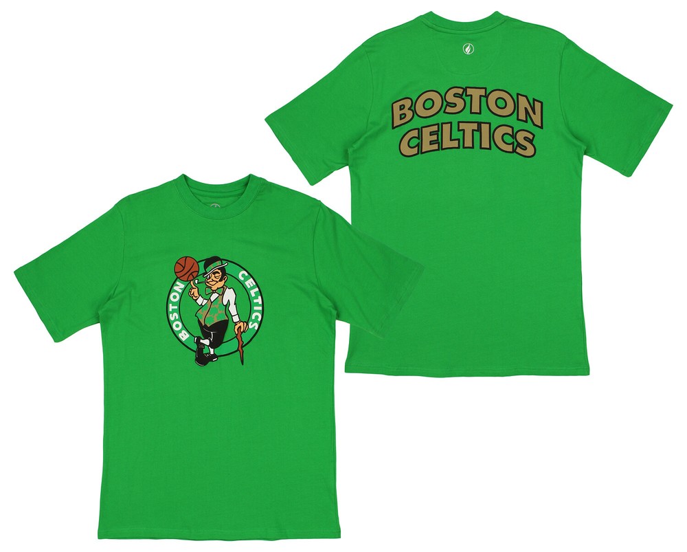 FISLL NBA Men’s Boston Celtics Team Color, Name and Logo Premium T-Shirt