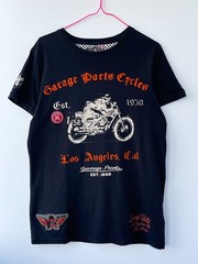 Christian Audigier Men’s T-Shirt Black Biker Garage Parts Motorcycle Y2K Size M