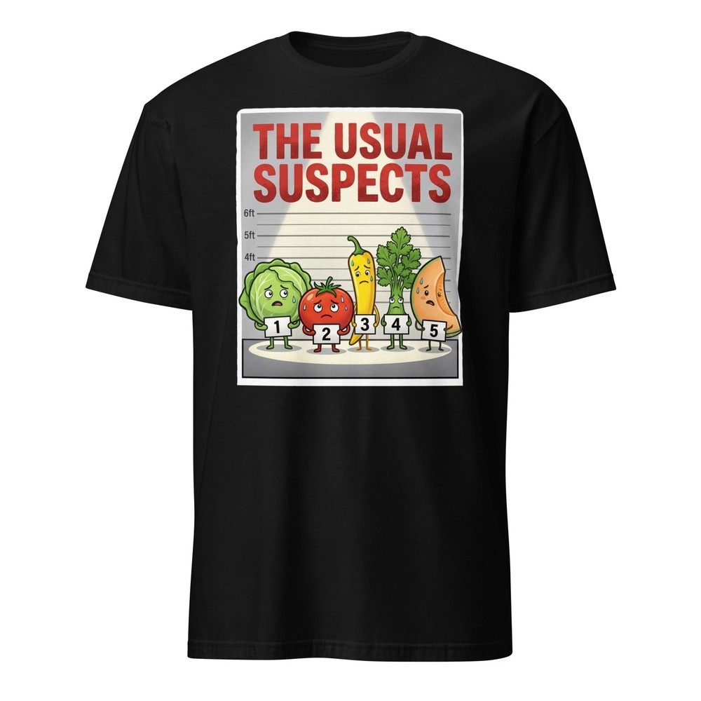 Funny Vegetable Lineup T-Shirt – The Usual Suspects Diet Produce Food Poisoning