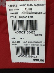 Music To My Ears SS Tee Red Size 2XL MSRP $30 New Sealed In Plastic
