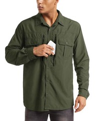 Men’s UPF 50+ Fishing Sun Shirts Long Sleeve Safari Hiking Work Travel T-Shirts