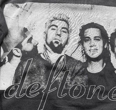 Vintage Deftones T shirt Sz L Around the Fur Black Faded Single Stitch REPRINT