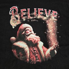 NWT Holiday Time Mens XL Santa Claus Believe Christmas T-Shirt Black
