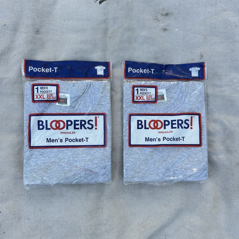 Fruit of The Loom T-Shirts Men’s XXL Vintage Bloopers Irregular Gray *2 Packs*