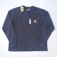 NWT Carhartt MEDIUM Relaxed Fit Heavyweight L/S Henley Pocket Thermal Shirt GRAY