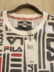 FILA Men’s 4XL Big & Tall White/Black/Red Graphic Logo Crewneck Tee