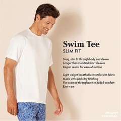 Amazon Essentials Men’s Slim-Fit Short-Sleeve Quick-Dry UPF 50 Swim Tee Gray XXL