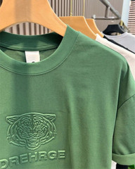 New Men Fashion Trend Tiger Embroidery Summer Short Sleeve Luxury Cotton T-Shirt