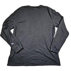 Champion Mens Black XL Cotton Long Sleeve T Shirt Top Embroidered Logo Crew Neck