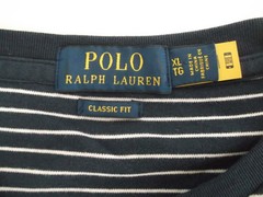 Polo Ralph Lauren T-Shirt Men’s Sz.L (W 24in x L 30in)100% Cotton Navy strip W