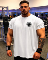 Men’s Sport Workout Gym Oversized T-Shirt Graphic Printed Cotton Streetwear Top
