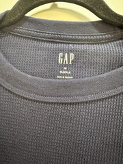 NWT Gap Navy Blue Crew Neck Long Sleeve Waffle Thermal Tee Medium Length 27”