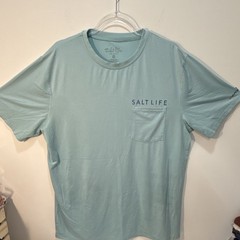 Salt Life Vapor Men’s Blue Graphic Logo Pocket Polyester Knit Tee Crew XL