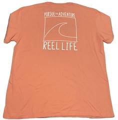 Reel Life Fishing Hook Logo T-Shirt Salmon Pink Men’s Size XL New with Tags