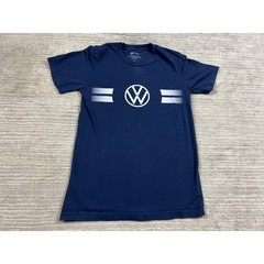 Volkswagen T-Shirt Mens Small Navy Blue DriverGear Graphic Logo Racing Stripes
