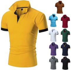 Fashion Men’s Slim Fit Shirts Short Sleeve Casual Gol T-Shirt Mulscle Tops Tee