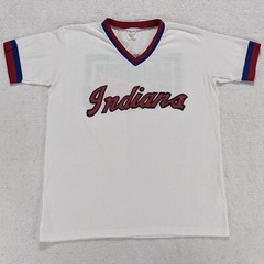 Vtg 80s Cleveland Indians Mountain Dew Jersey Style T-Shirt Medium Single Stitch