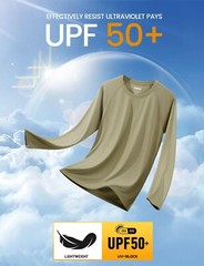 Mens Long Sleeve UPF50+ Shirts Sun Protection Athletic Shirt Quick Dry Workout T