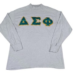 Vintage Delta Sigma College Frat Mockneck Single Stitch Shirt Long Sleeve