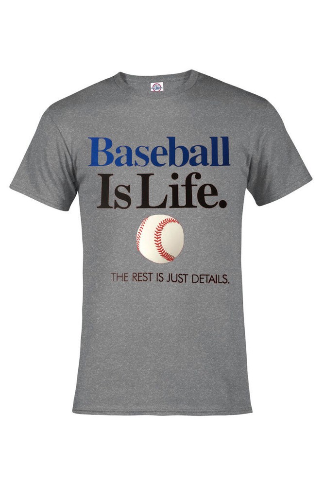 BASEBALL IS LIFE HEATHER T-SHIRT ASSORTED COLORS BASEBALL HOMERUN SIZES S-4XL