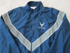 U S Air Force Jacket Blue with Stitched Letters and Silver Reflective Stripes L