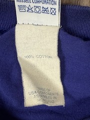 Vintage Russell Athletic T-Shirt Large Royal Blue High Cotton Pocket 90s