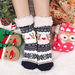 3 Pairs Christmas Fuzzy Slipper Socks for Women Men Winter Soft Fleece Lined