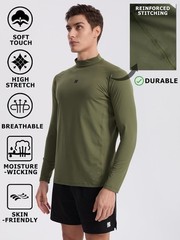 Mens Workout Shirts Long Sleeve Half Turtleneck Brushed Thermal Soft Mock Nec…